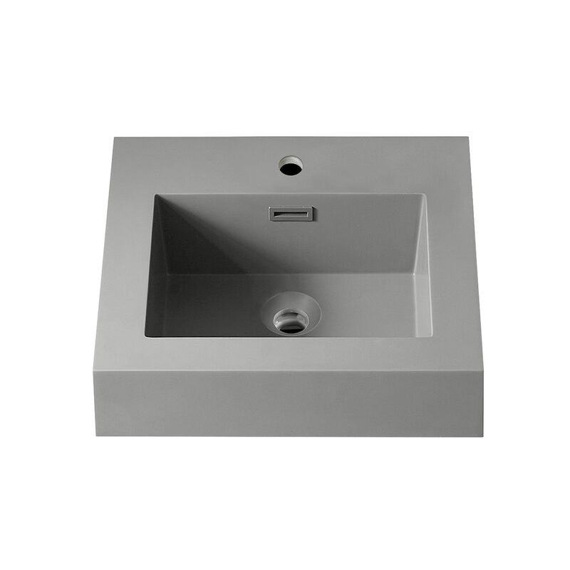 Vinnova Design Square Grey Finish Composite Granite Stone Console Bathroom Vanity Sink