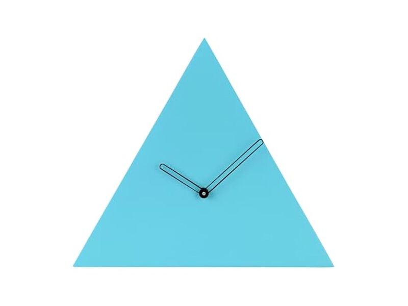 Triangle Mdf Wood Minimalist Turquoise Wall Clock 30 Cm Blue Modern image number 0