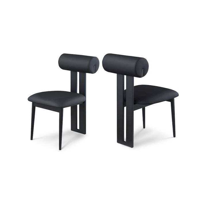 Meridian Furniture Dario Black Vegan Leather Dining Chair, Set of 2