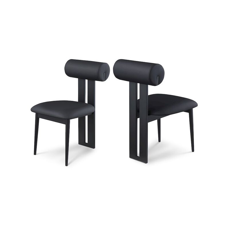 Meridian Furniture Dario Black Vegan Leather Dining Chair, Set of 2