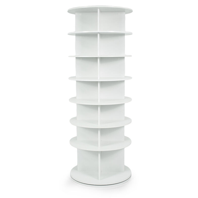 Freestanding 7-Tier Rotating Shoe Rack Storage Tower Organizer - White image number 0