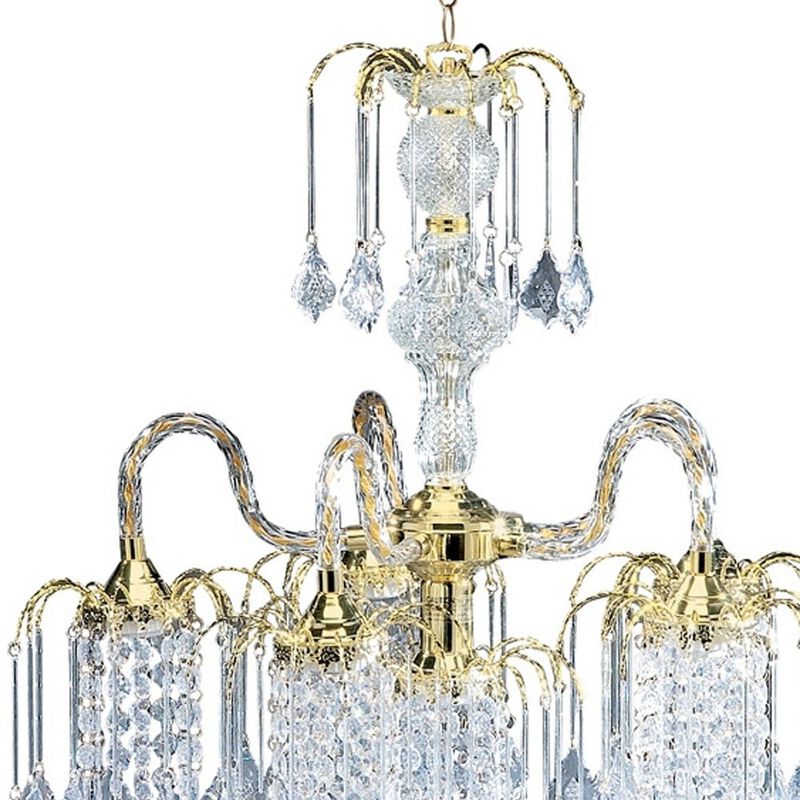 Hivvago Two Tier Crystal and Gold Hanging Chandelier Light