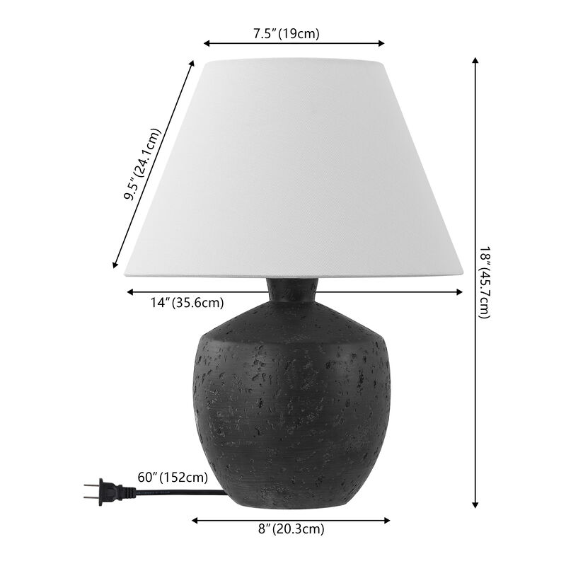 Myron 18" Minimalist Scandinavian Concrete Effect Resin/Iron LED Table Lamp