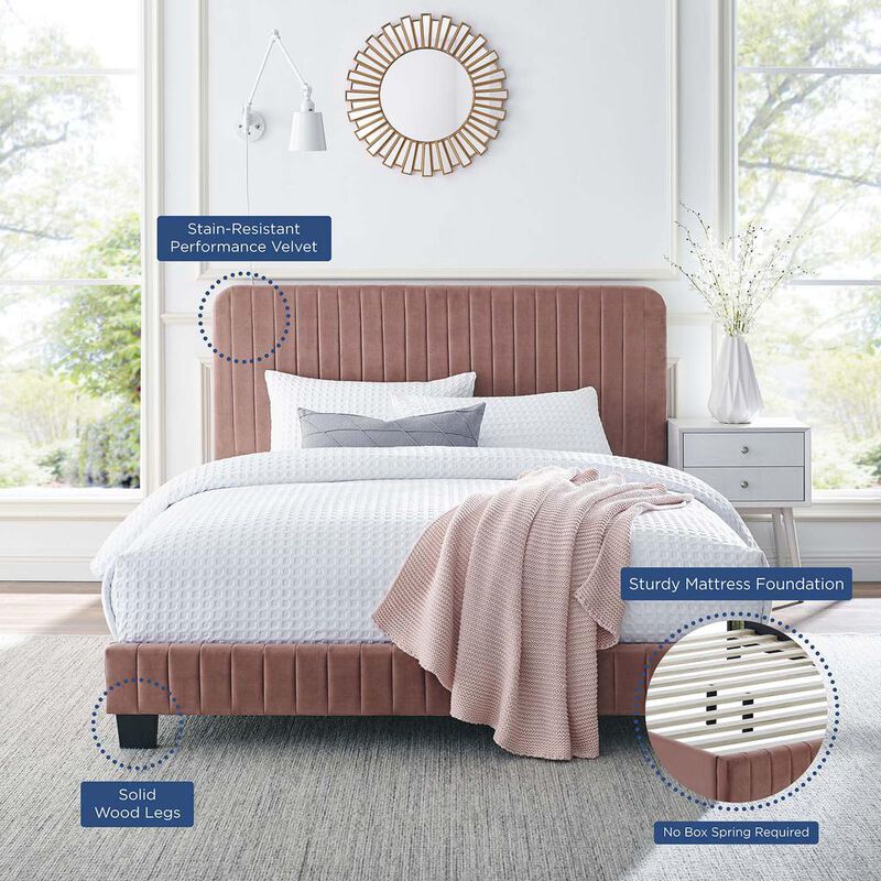 Celine Channel Tufted Performance Velvet Full Platform Bed image number 5