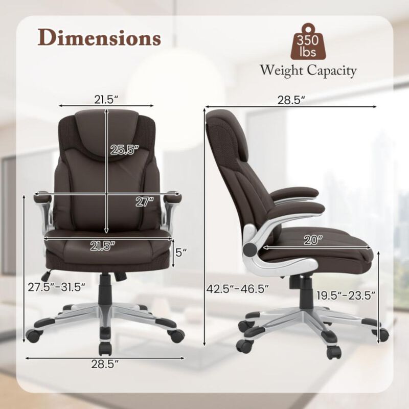 Ergonomic High-Back Office Chair with Flip-Up Armrests and Smooth Rocking Function
