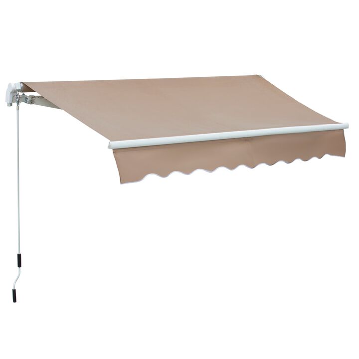 8' x 7' Patio Retractable Awning Manual Exterior Sun Shade Deck Window Cover, Brown