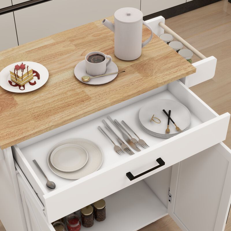 ELEMENT ACE Versatile Kitchen Island Cart with Adjustable Shelves and Towel Rack image number 8
