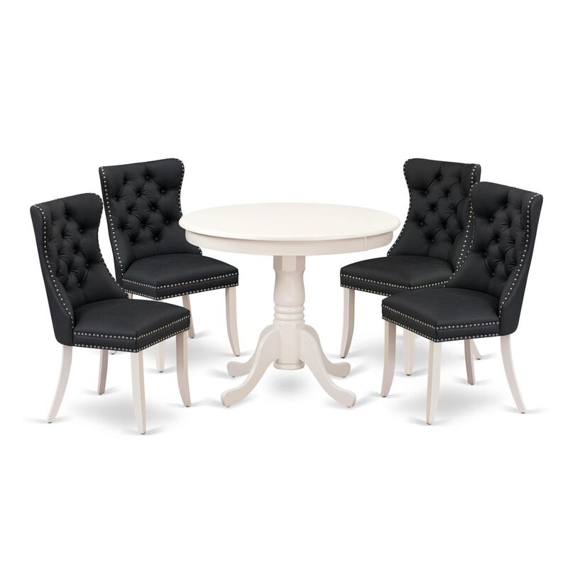 5 Piece Kitchen Set Contains a Round Dining Table with Pedestal