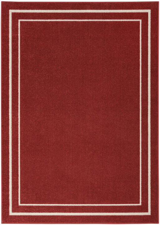 HomeRoots 6' X 9' Brick Red And Ivory Indoor Outdoor Area Rug