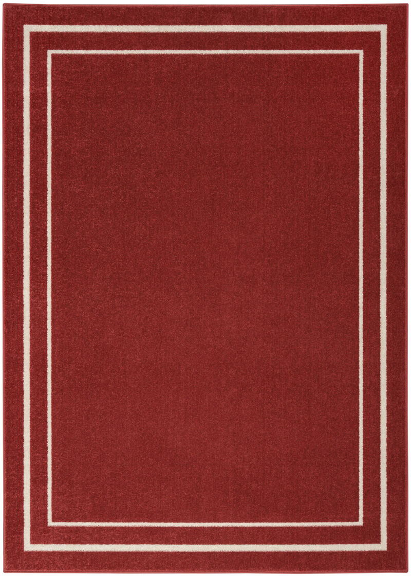 HomeRoots 6' X 9' Brick Red And Ivory Indoor Outdoor Area Rug image number 0