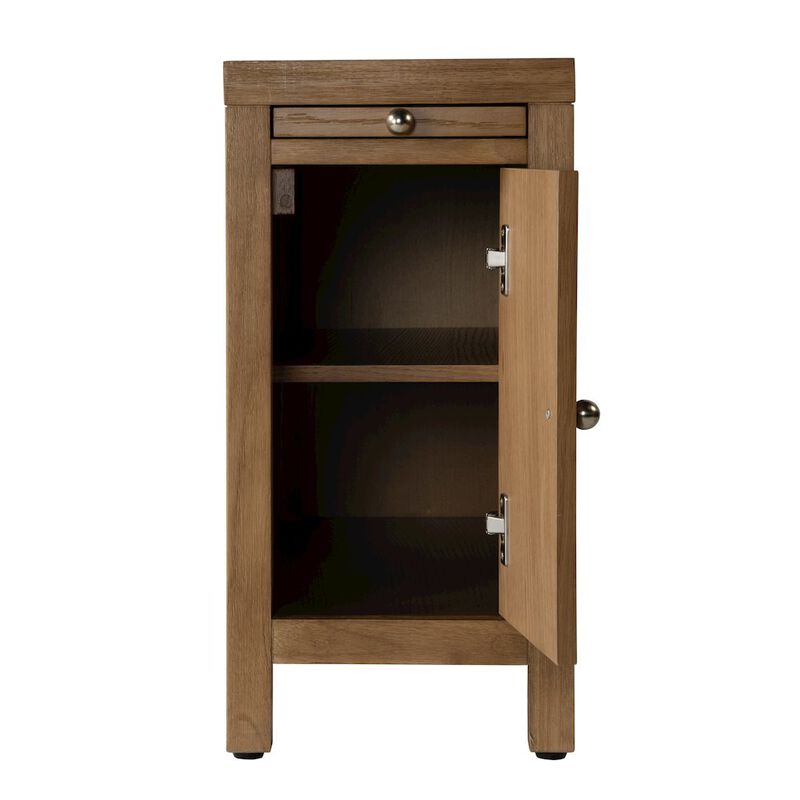 Butler Specialty 12 in. W Rectangular Wood 1 Door Narrow End Table with Pull-Out Tray, Natural