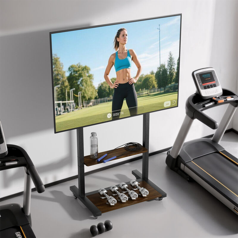Rolling TV Floor Stand w/ MDF Shelves Height Adjustable TV Cart Mount image number 3