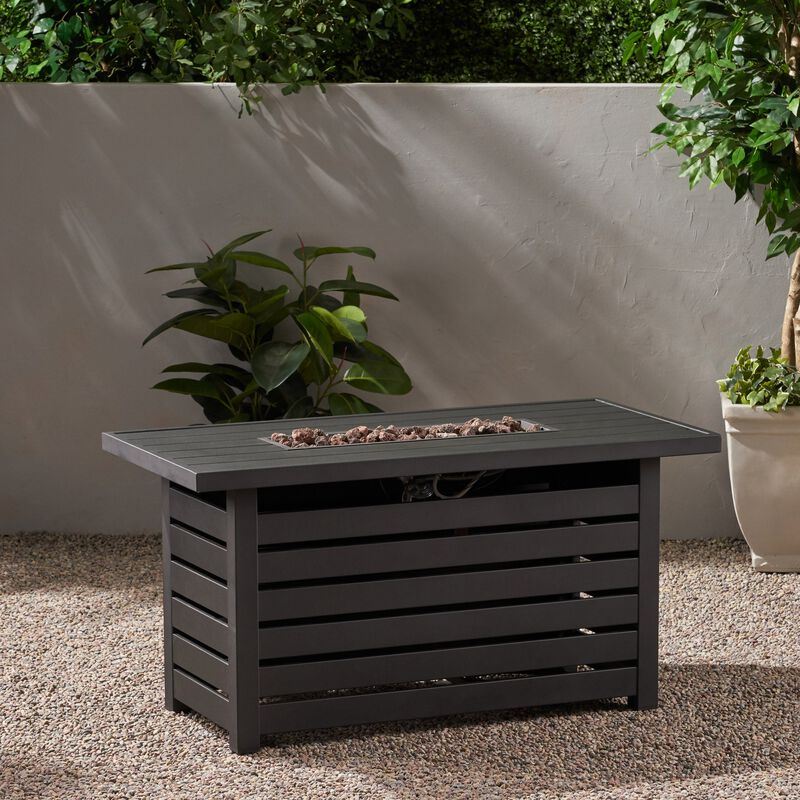 Mondawe 47.25" Rectangular Iron Breathable Fire Pit - 30 000 BTU Fire Pit Table in Matte Black image number 3