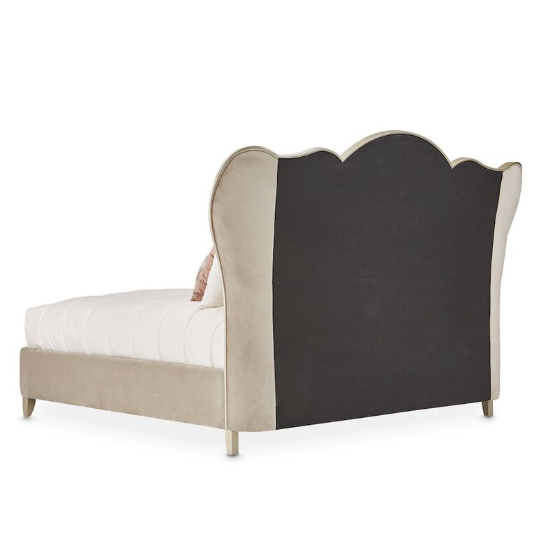 Michael Amini Villa Cherie Queen Channel Tufted Bed - Hazelnut