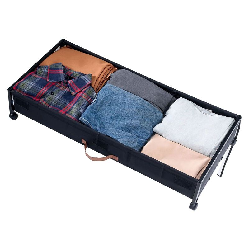 Under Bed Storage with Wheels 2 Pack Rolling Containers for Clothes Shoes Blankets-Black image number 8