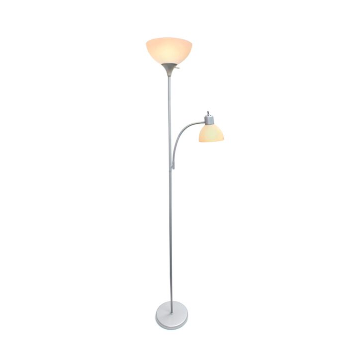 Simple Designs Floor Lamp with Reading Light , Silver