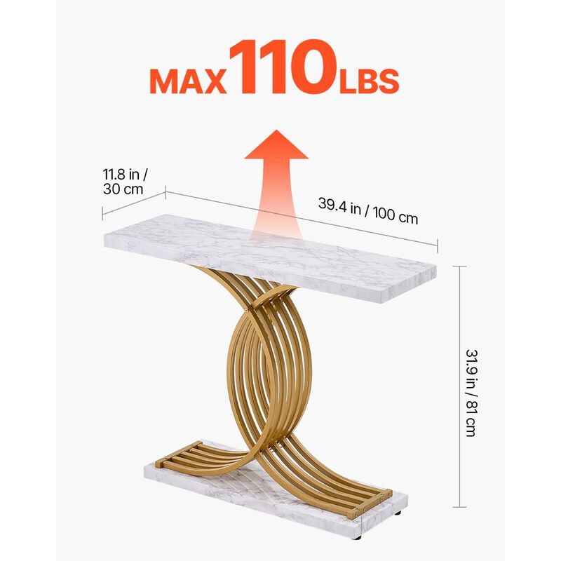 Narrow Console Table, Long Sofa Table for Entryway and Hallway with Metal Frame image number 4