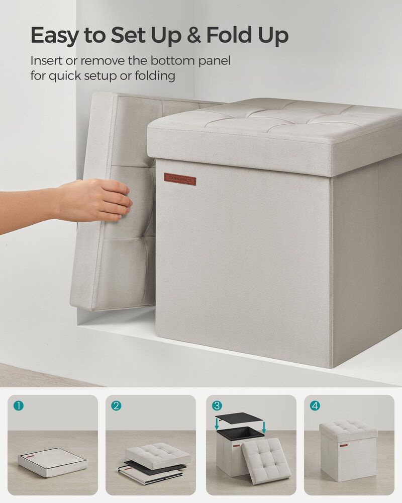 Reinforced Storage Ottoman Foot Stool &ndash; Compact Seating with Hidden Storage and 660 lb Weight Limit