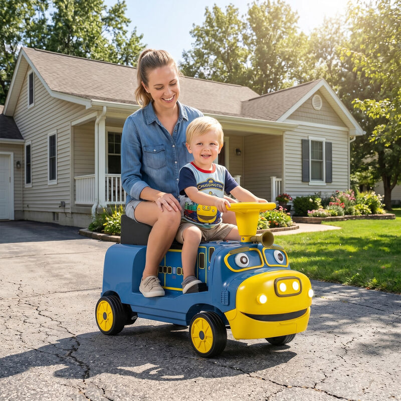 12V Kids Ride On Train with 2 Seats Height Adjustable Seat and Music for Backyard image number 4