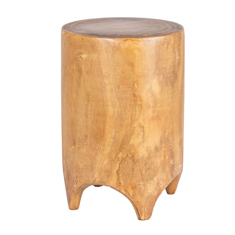 Hand-Carved Wood Side Table, Walnut Finish image number 0