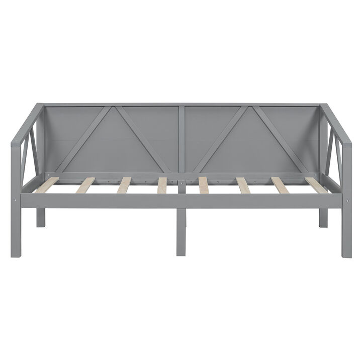 Whisen Twin Size Solid Wood Daybed, Multi-functional Sofa Bed with Storage Space for Living Room, Bedroom