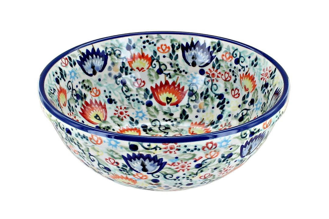 Blue Rose Polish Pottery Sunshine Grotto Cereal/Soup Bowl