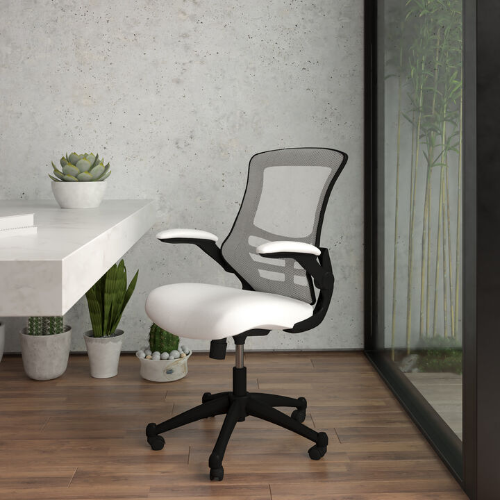 Kelista Mid-Back Red Mesh Swivel Ergonomic Task Office Chair with Flip-Up Arms