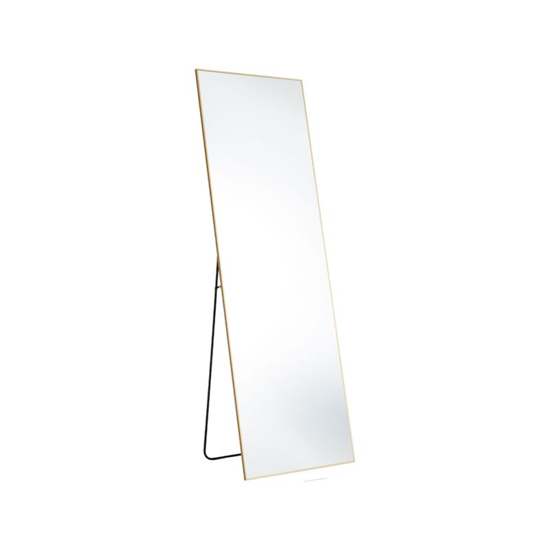 HomeRoots 63" Gold Metal Freestanding and Wall Mount Framed Full Length Mirror image number 0