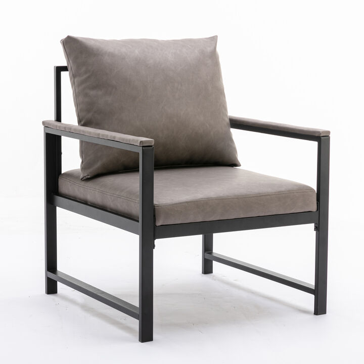 Hivvago Single Sofa Faux Leather Accent Chair with Powder Coated Metal Legs