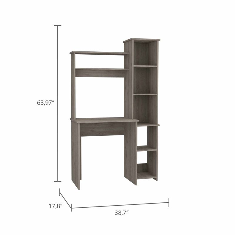 Streamdale Marston 6-Shelf Writing Desk With Built-In Bookcase image number 5