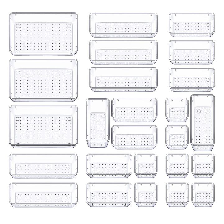 25Pcs Clear Plastic Drawer Organizers