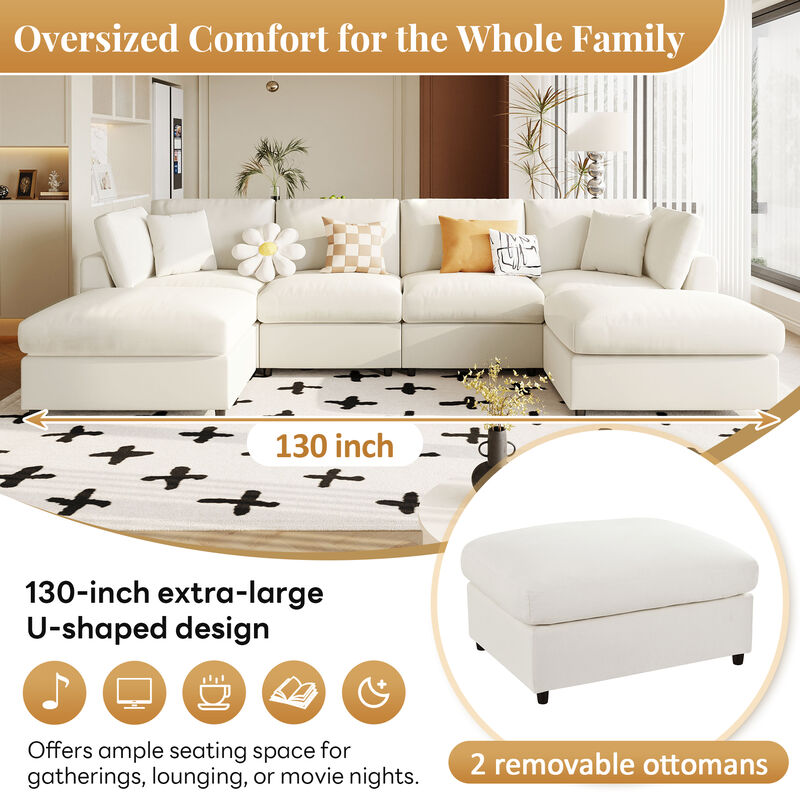 Spudmo 128" Large U-Shaped Sectional Sofa image number 5