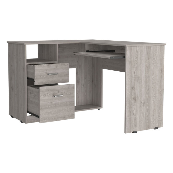 Streamdale Glendale 2-Drawer 1-Shelf L-Shaped Computer Desk Light