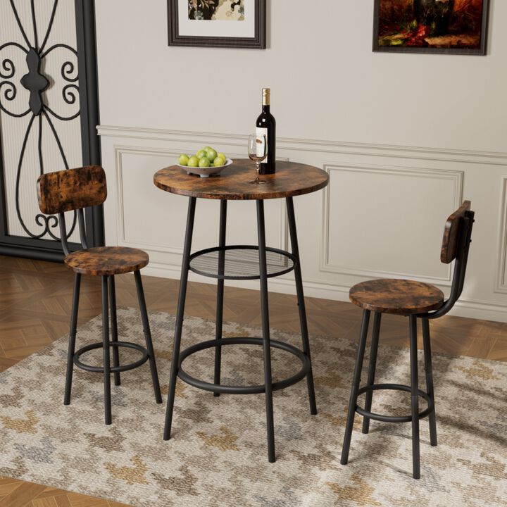 Shroce 3‑Piece Industrial Bar Table Set