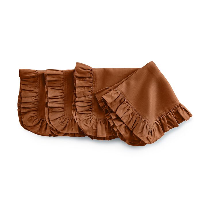 Solino Home 100% Pure Linen Dinner Napkins 20 x 20 Inch Set of 4 - Gabrielle Ruffle