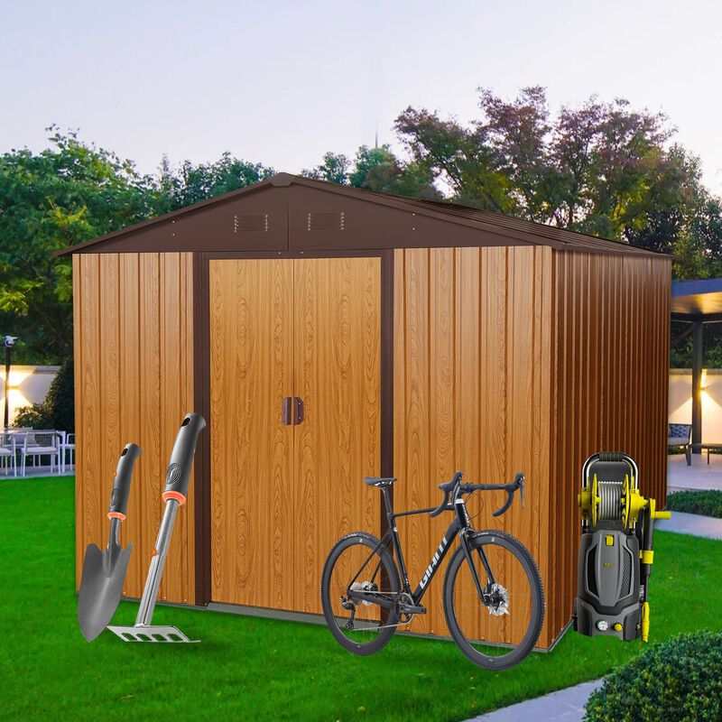 MONDAWE 8x10ft Outdoor Metal Storage Shed Patio Furniture