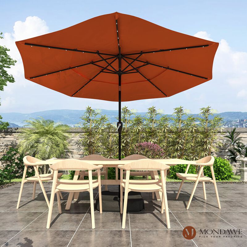Mondawe 11 ft. Market Patio Umbrella 3-Tiers Crank and Tilt Outdoor Umbrella with LED Lights