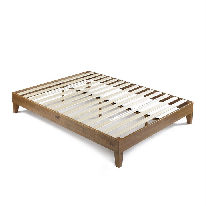 Hivvago Queen size Solid Wood Modern Platform Bed Frame in Rustic Pine Finish