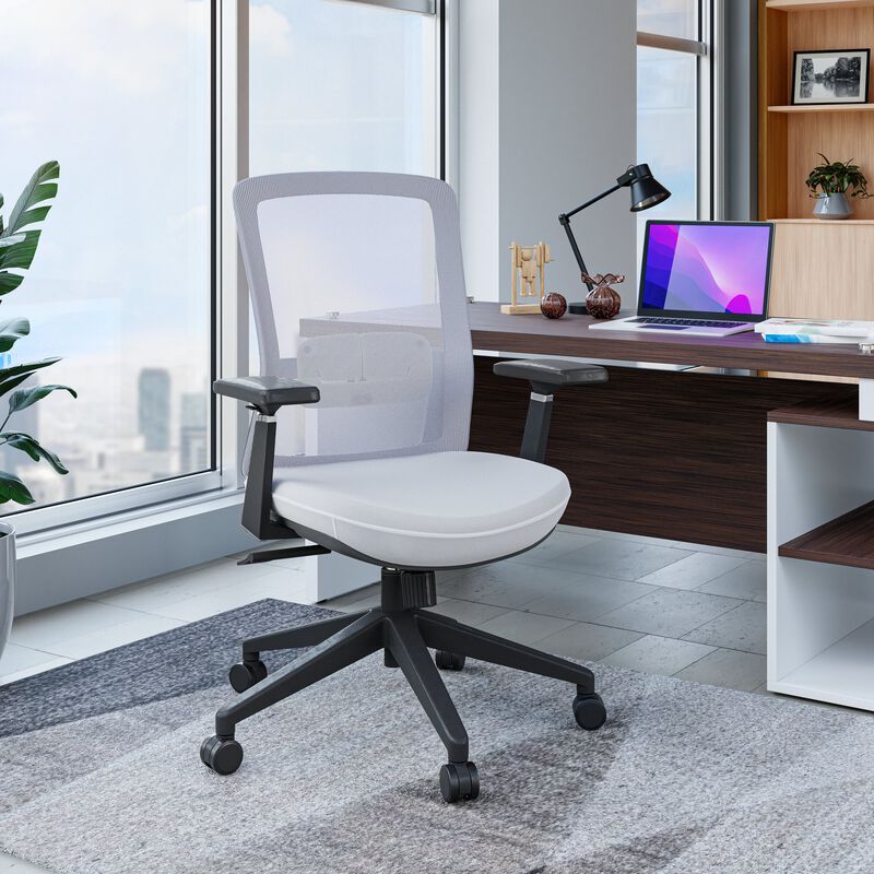 LeisureMod Ergonomic Office Chair Mid-Back Mesh Conference Chair Swivel Computer Chair With Adjustable Height and Armrests Ingram Series