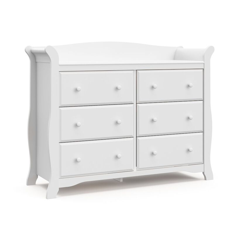 Storkcraft Avalon 6 Drawer Universal Double Dresser - White