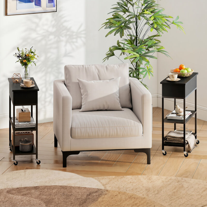 Modern Lift Top End Table with Power Outlet and Rolling Wheels for Livingroom image number 5