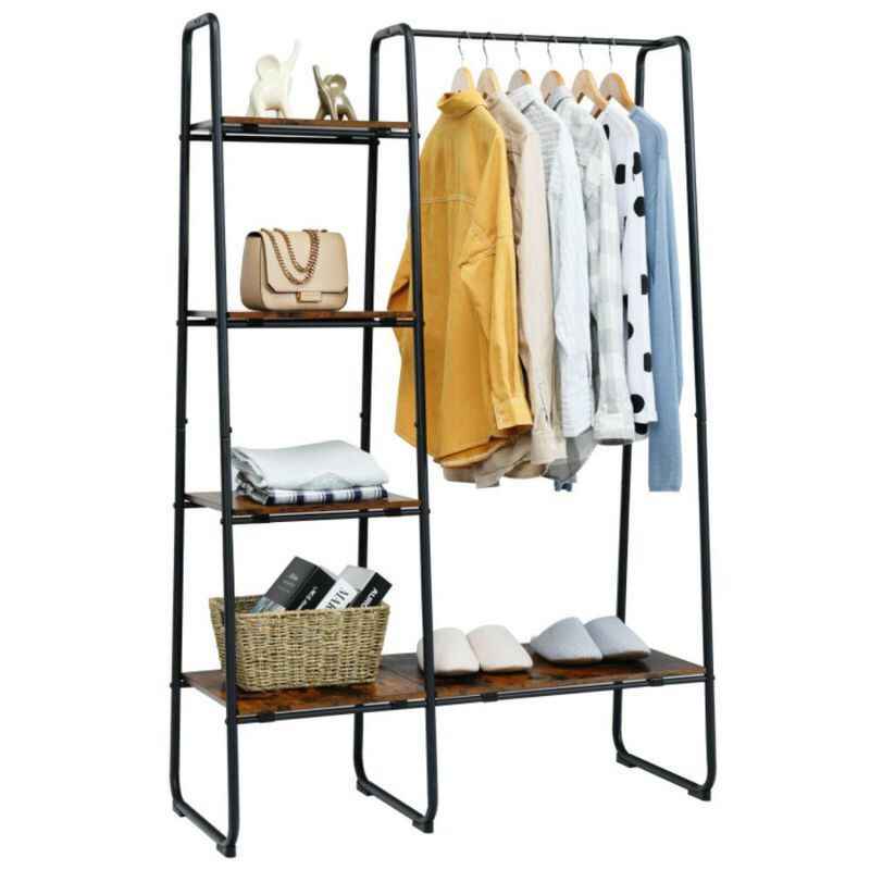 Clothes Rack Free Standing Storage Tower with Hanging Bar