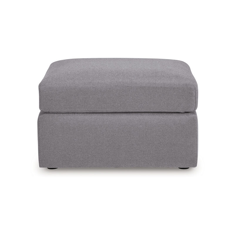 Meso Oversized Square Ottoman, Granite Gray Nuvella Polyester, 32 Inch - Benzara