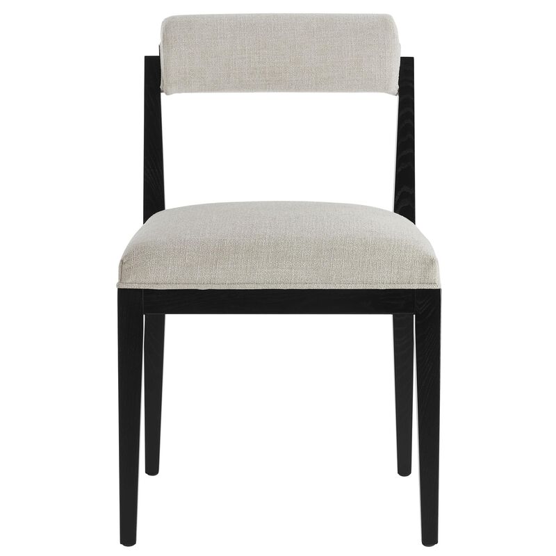 Modway Kai Upholstered Dining Chair with Wood Legs in Linen Black - Modern Dining Room Chair with Fabric Rolled Backrest and Seat - Wood Fabric Side Chair for Dining Room, Kitchen image number 7