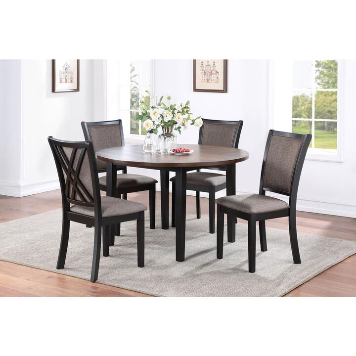 New Classic Furniture Potomac 48 Round Dining Table & 4 Chairs-Brown/Black