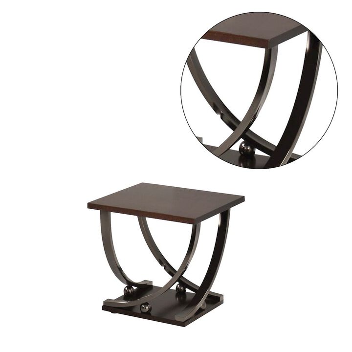 Simple Relax Square Wood End Table in Black Nickel Finish