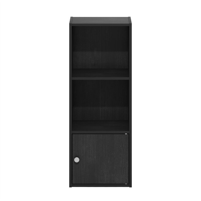 Furinno Luder Shelf Bookcase with 1 Door Storage Cabinet, Blackwood