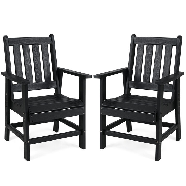 2-Piece Patio Dining Chair Set with Wide Armrests for Outdoor Use