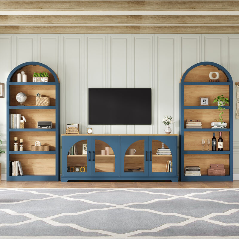 TATEUS Glass Door TV Stand image number 1