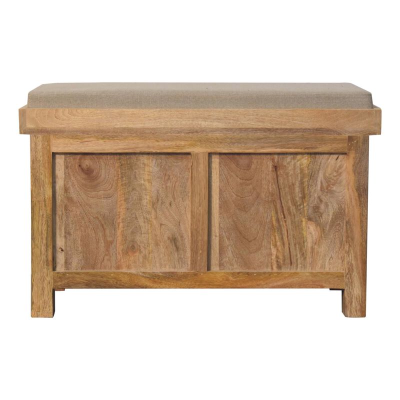 Artisan Furniture Solid Wood Rattan Basket Linen Bench